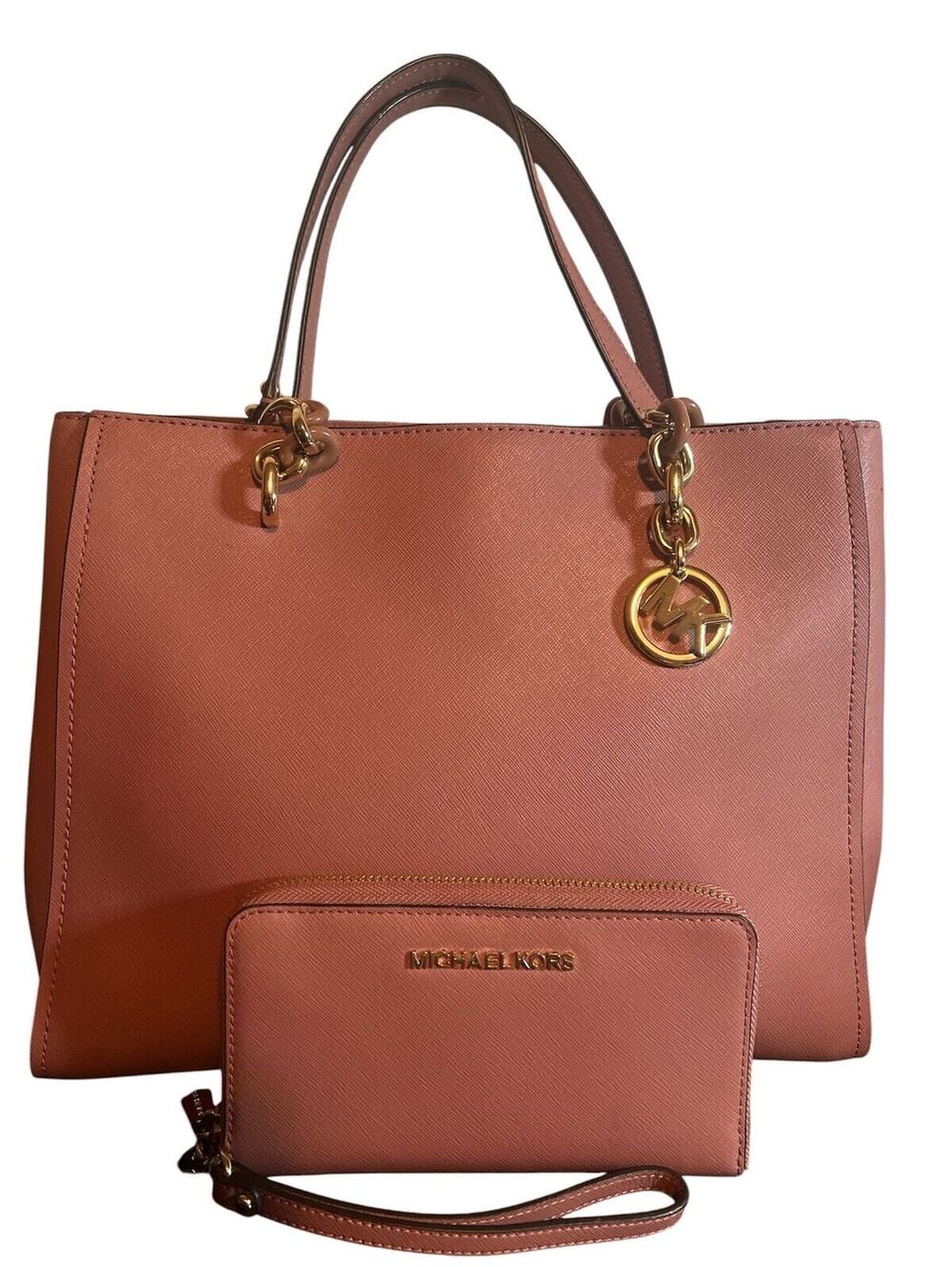 MK65. Michael Kors Sofia Medium Saffiano Leather Satchel with matching wallet
